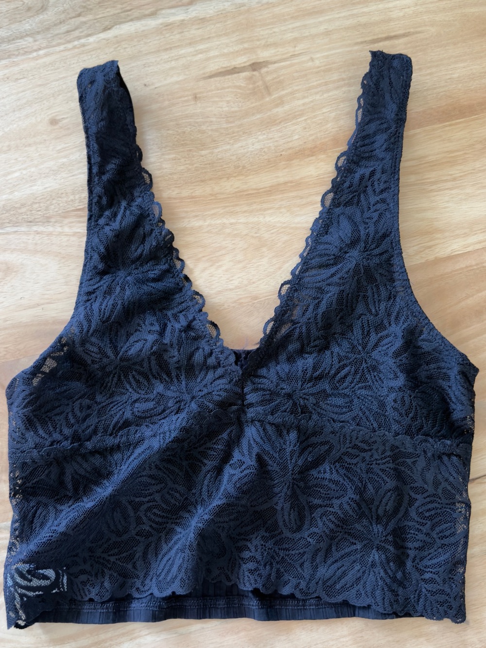 Aerie Black Lace Longline Bralette EUC